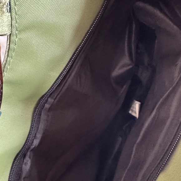 Oriental Green Floral Embroidered Handbag with Bamboo Handles- like NEW! - Picture 3 of 6